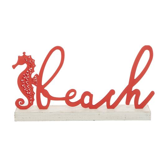 19" Red Coastal Beach Sign